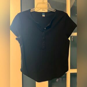 Old Navy L Black Textured button front shirt